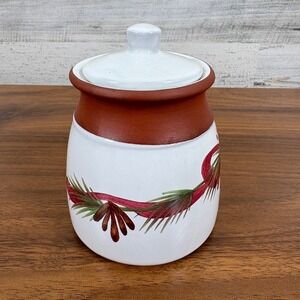1992 EMERSON CREEK POTTERY HOLIDAY Sugar Jar with‎ Lid